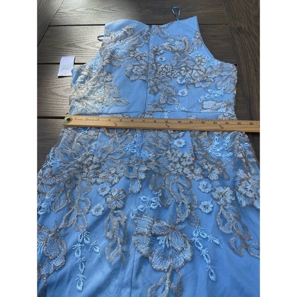 Alex & Eve Embroidered Column dress light blue Size 8 - Picture 2 of 7
